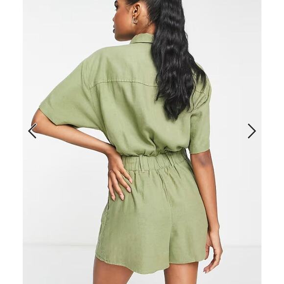 Abercrombie & Fitch Shortsleeve Utility Romper - M Olive - Picture 3 of 3